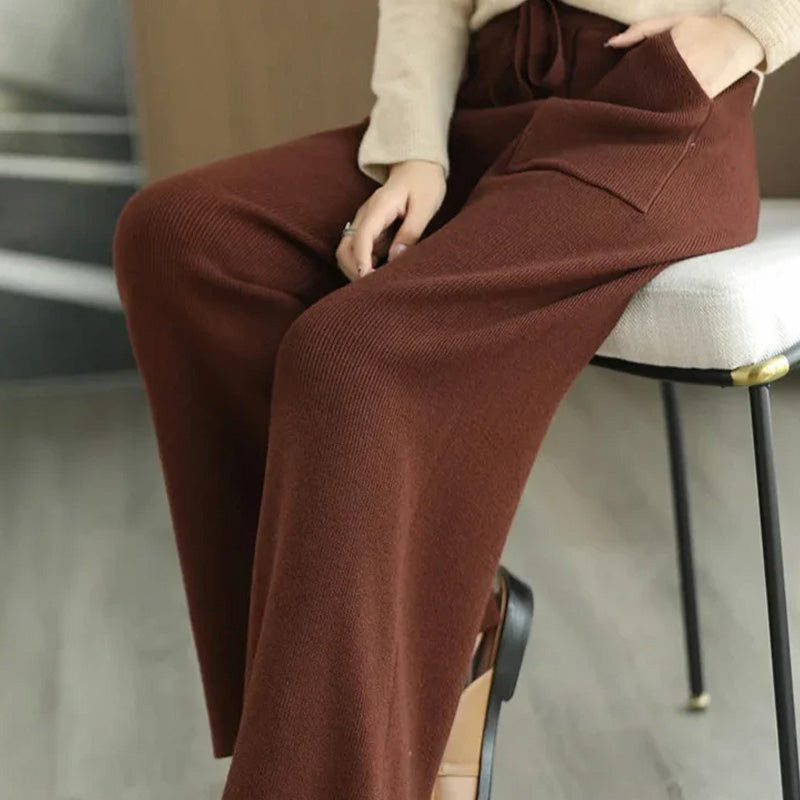 Pantaloni a gamba larga in maglia Charlotte