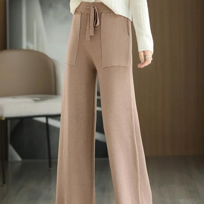 Pantaloni a gamba larga in maglia Charlotte