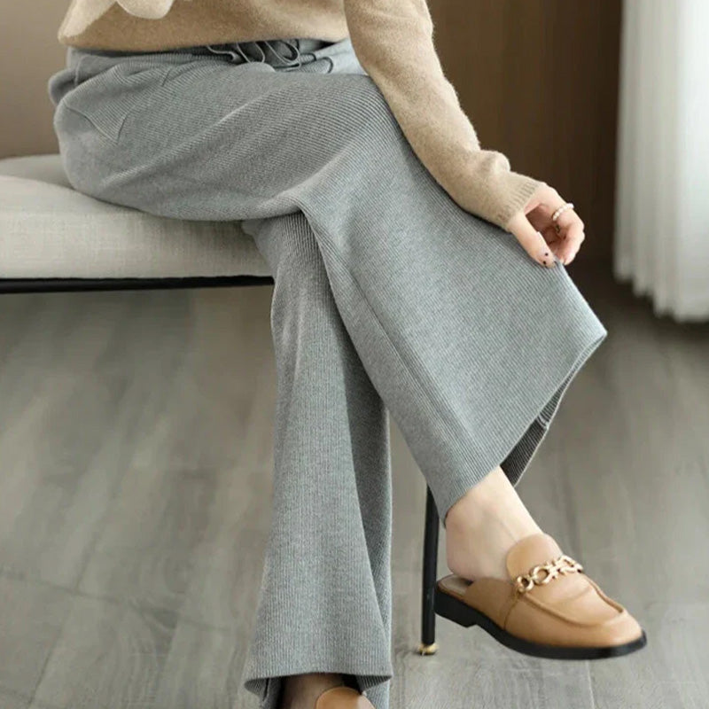 Pantaloni a gamba larga in maglia Charlotte