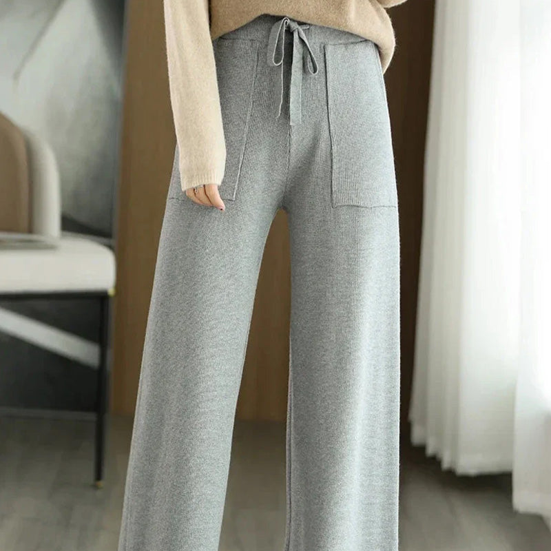 Pantaloni a gamba larga in maglia Charlotte