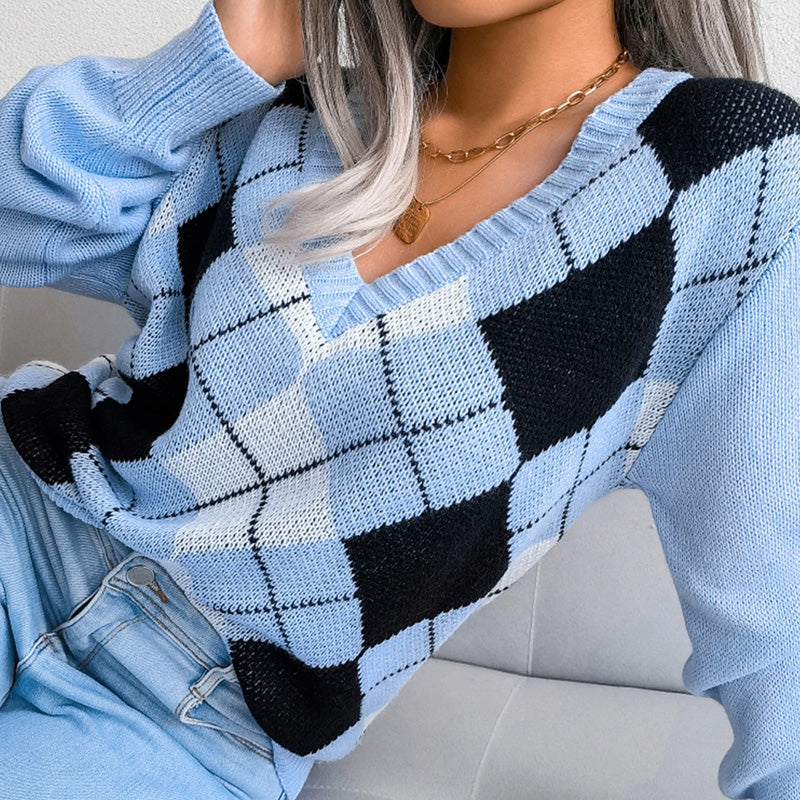 Maglione lavorato a maglia con scollo a V Harriet