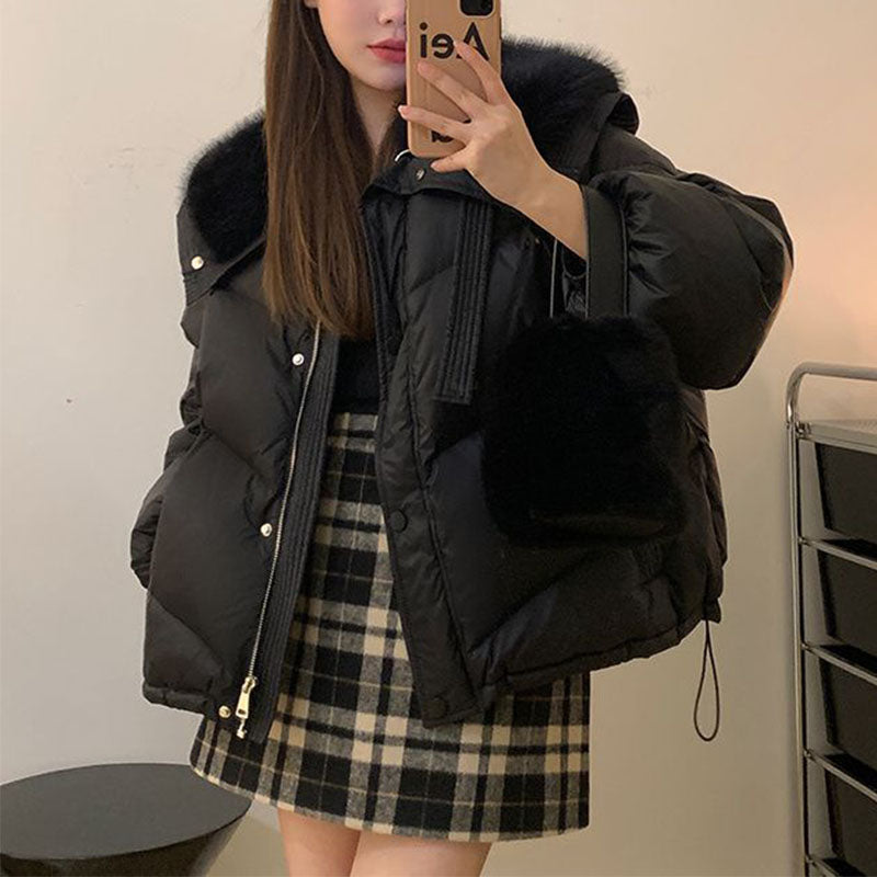 Piumino di pelliccia color nocciola